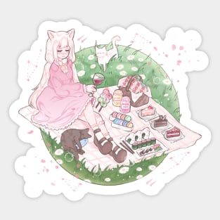 Cat girl Picnic <3 Sticker